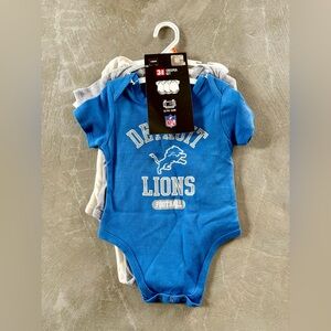 DETROIT LIONS Official NFL Licensed Baby 3-pack Creeper Set 12 Months.